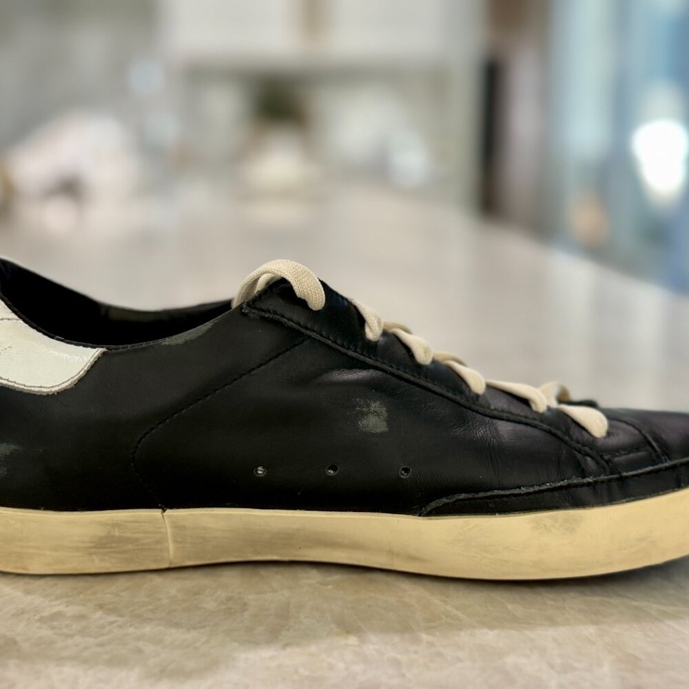 LIKE NEW Golden Goose Super-Star Leather Sneakers White Star Size 38/7 - Picture 7 of 11